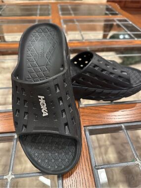 Hoka Black Open-Toe Slide Sandals